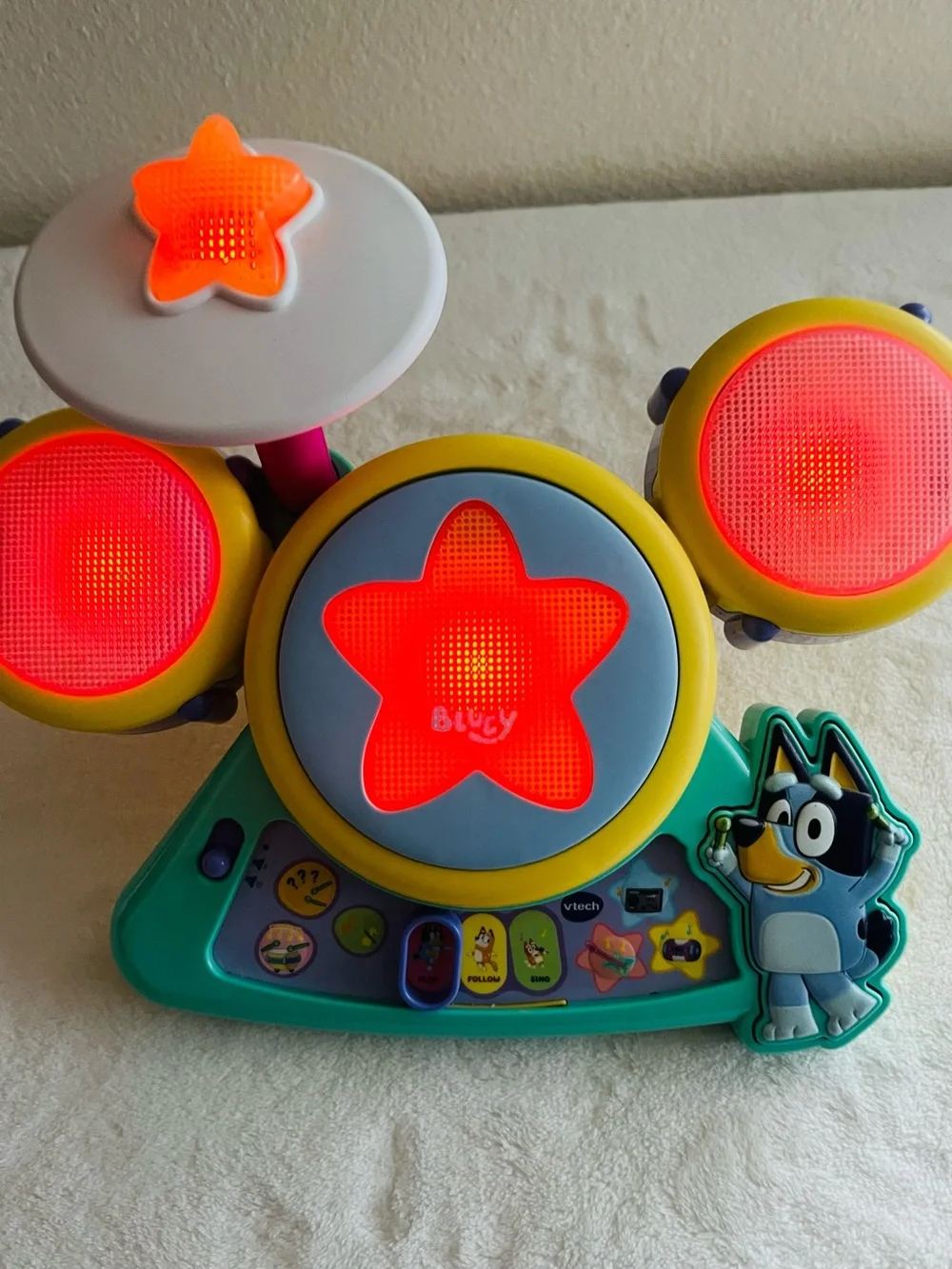 Bluey Musical Drum Set Toy - Yellow/Blue/Teal